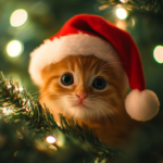 Cute kitten in Santa hat