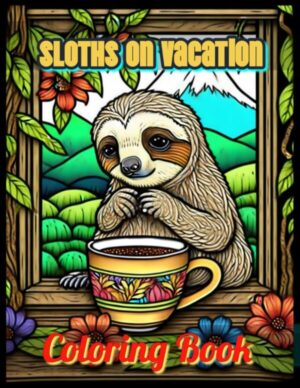 Sloths on vacation coloring book